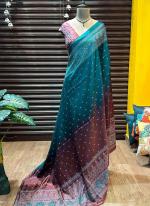 Mulberry Silk Firozi Traditional Wear Weaving Saree